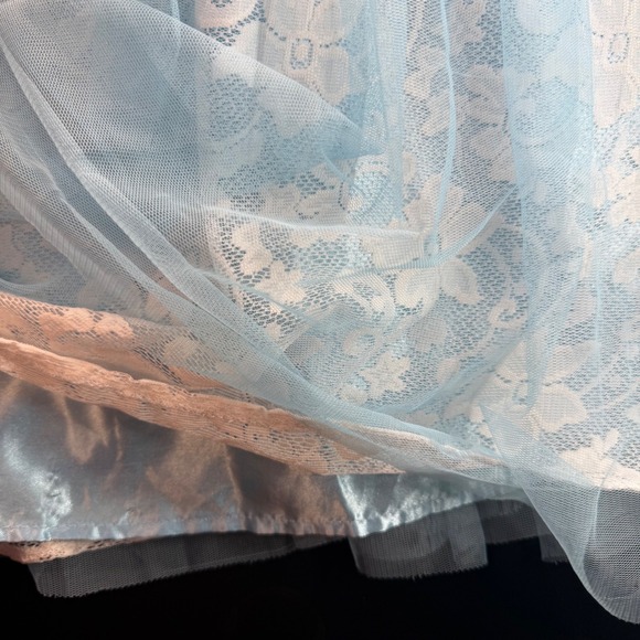 RMLA Lace Tulle Dress Kids Size 10 Light Blue Pearl Waist Princess Pastel Easter - Picture 5 of 7